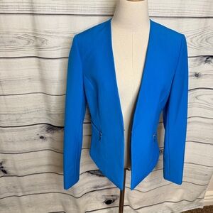 Cropped Open-Front bold Blue Blazer Jacket